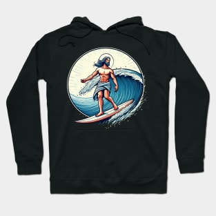 Funny Jesus Christ On Surfboard Hoodie